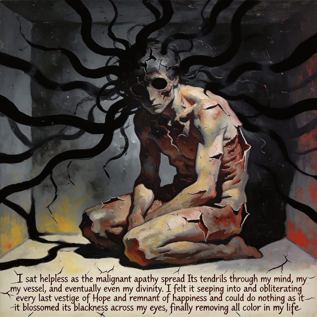 Man Overwhelmed by Apathy in Francis Bacon Style