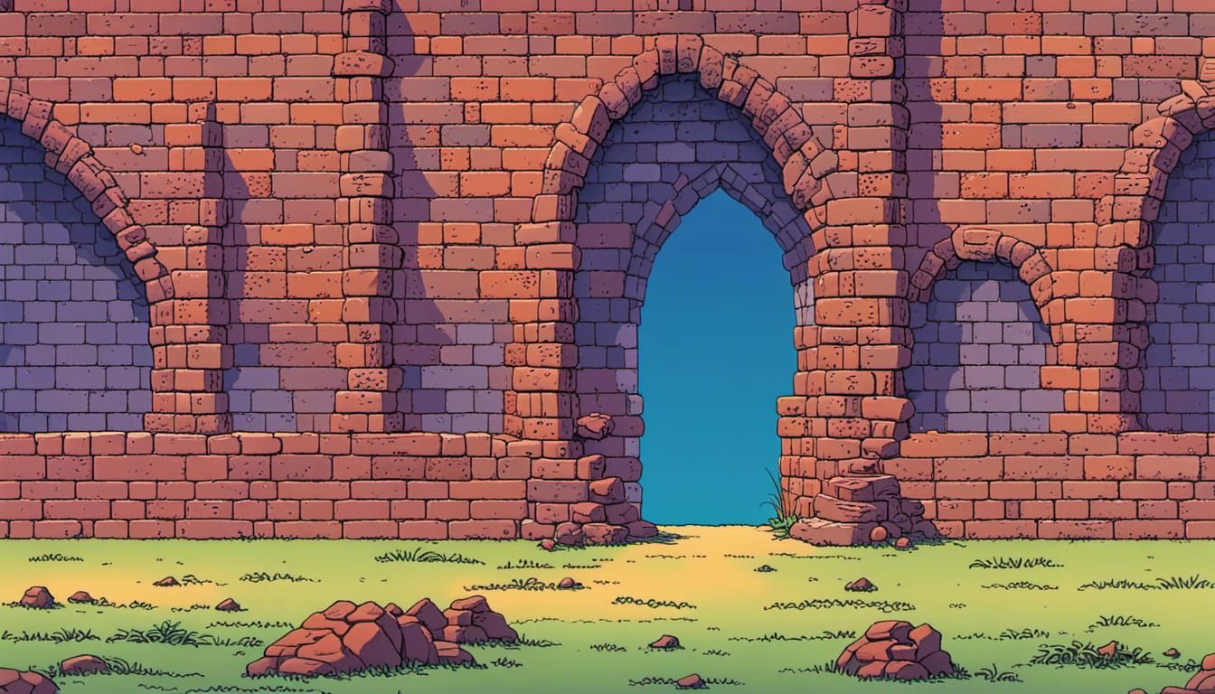 2D Dungeon Entrance in Ligne Claire Style