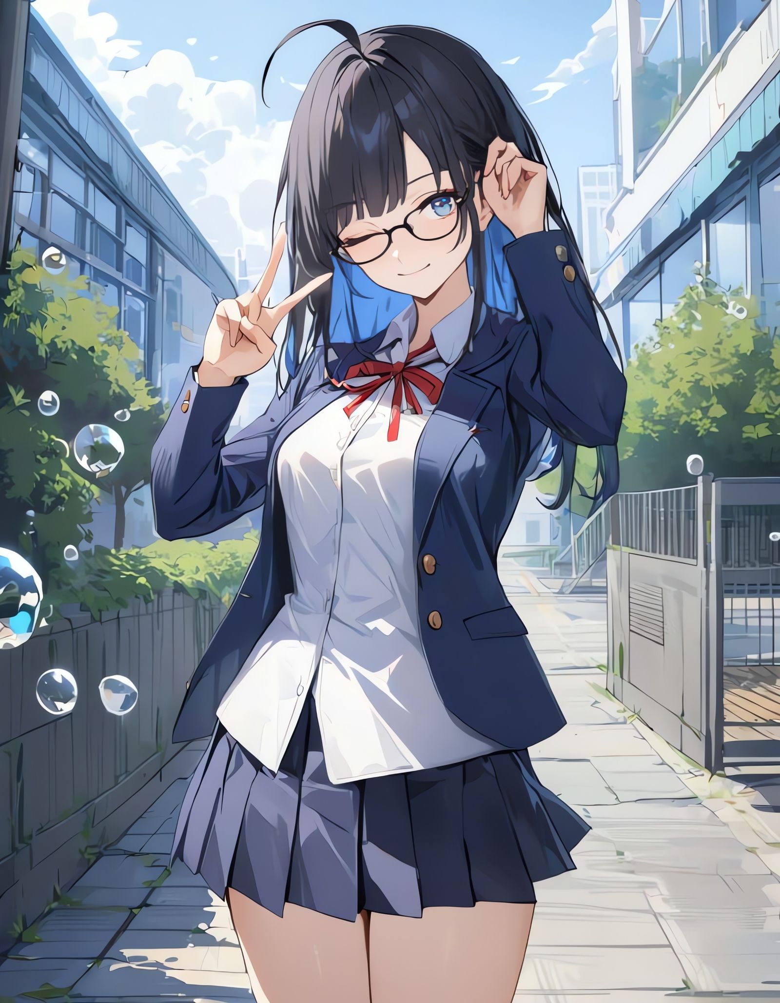 Girl in Cowboy Attire Smiles at Viewer with Glasses and Ribb...