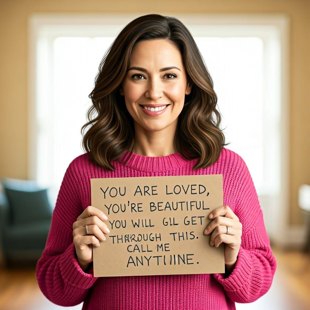 Inspirational Woman with Sign of Hope