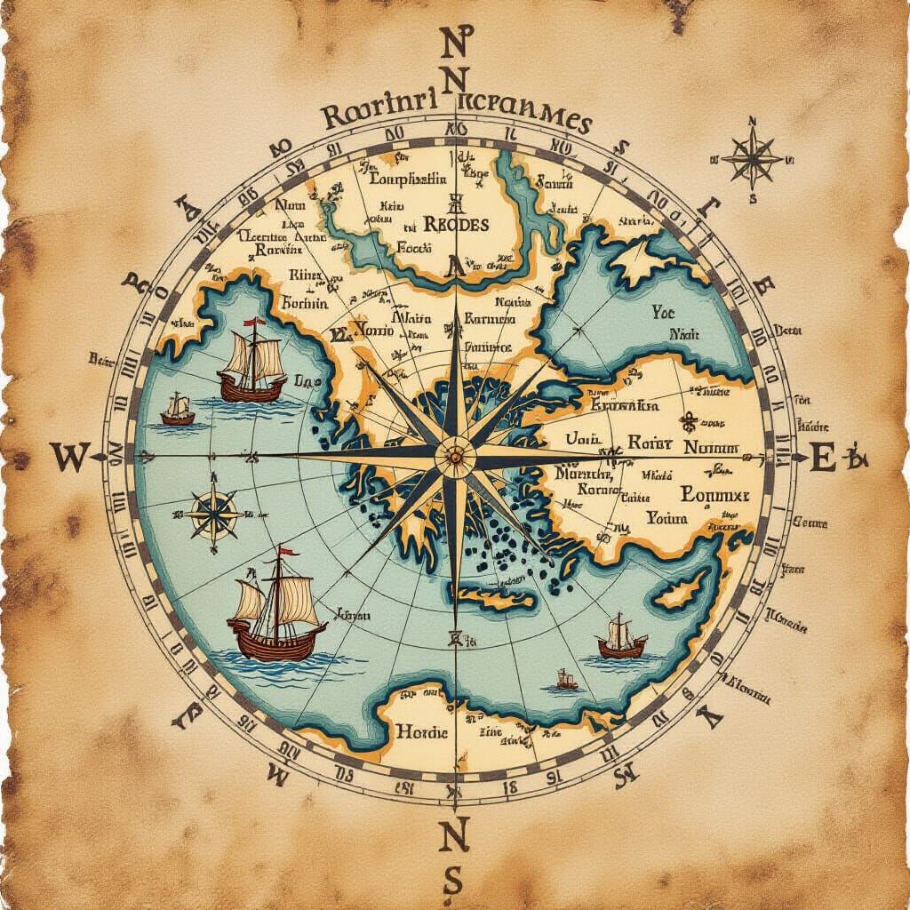 Rhodes Island: Ancient Mediterranean Map on Parchment