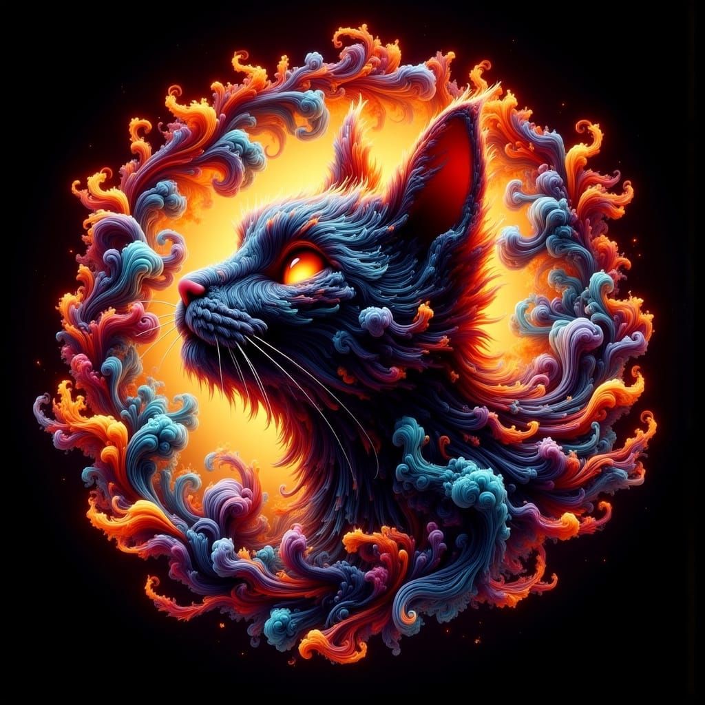 Stained Glass Window of a Beautiful Cat