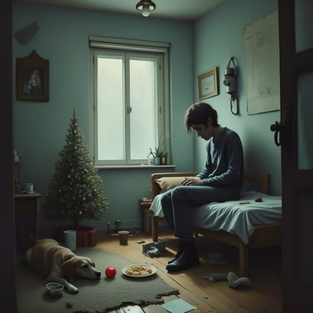 A Dog and Toy on Christmas Eve in a Humble Apartment