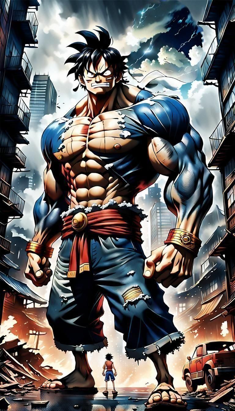 Attack on Titan Giant in One Piece Anime Style