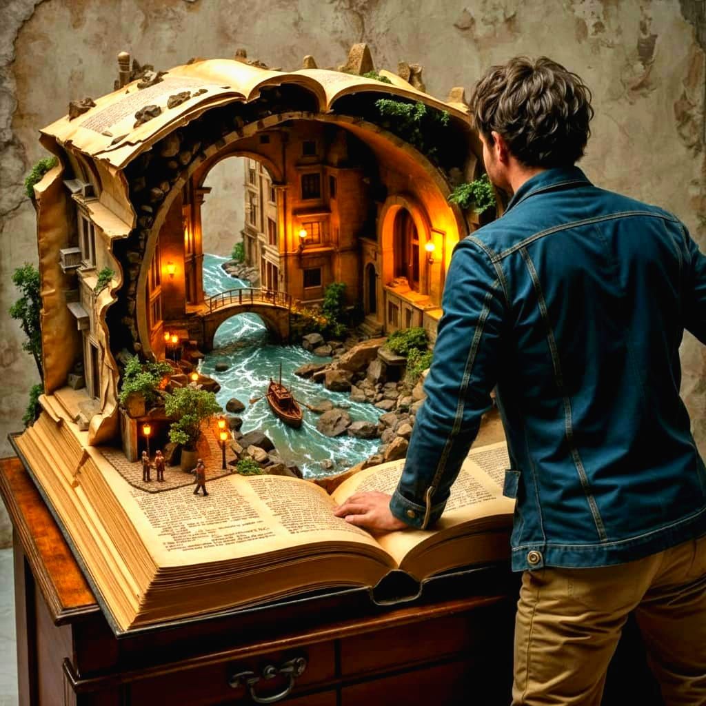 Surreal Diorama: Giant Book Reveals Miniature European Stree...