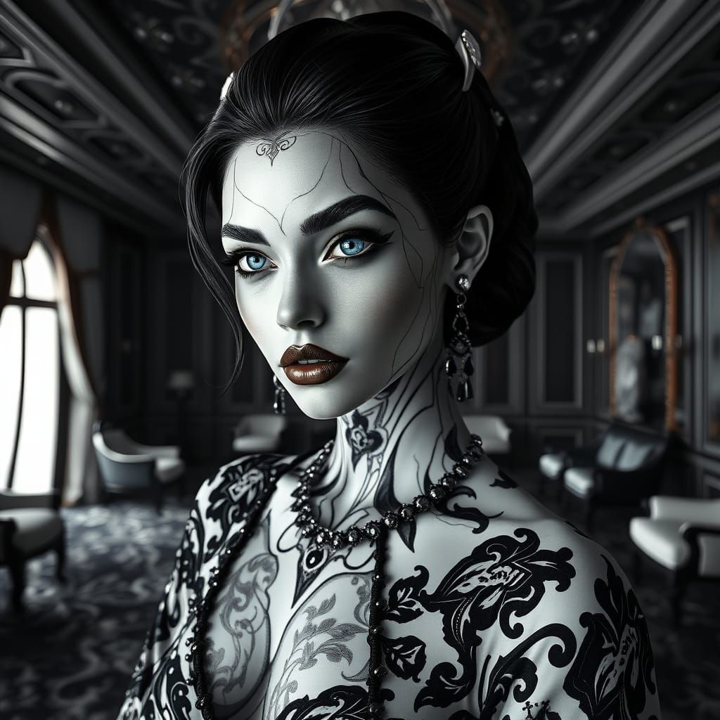 Ethereal Goddess of Midnight Elegance