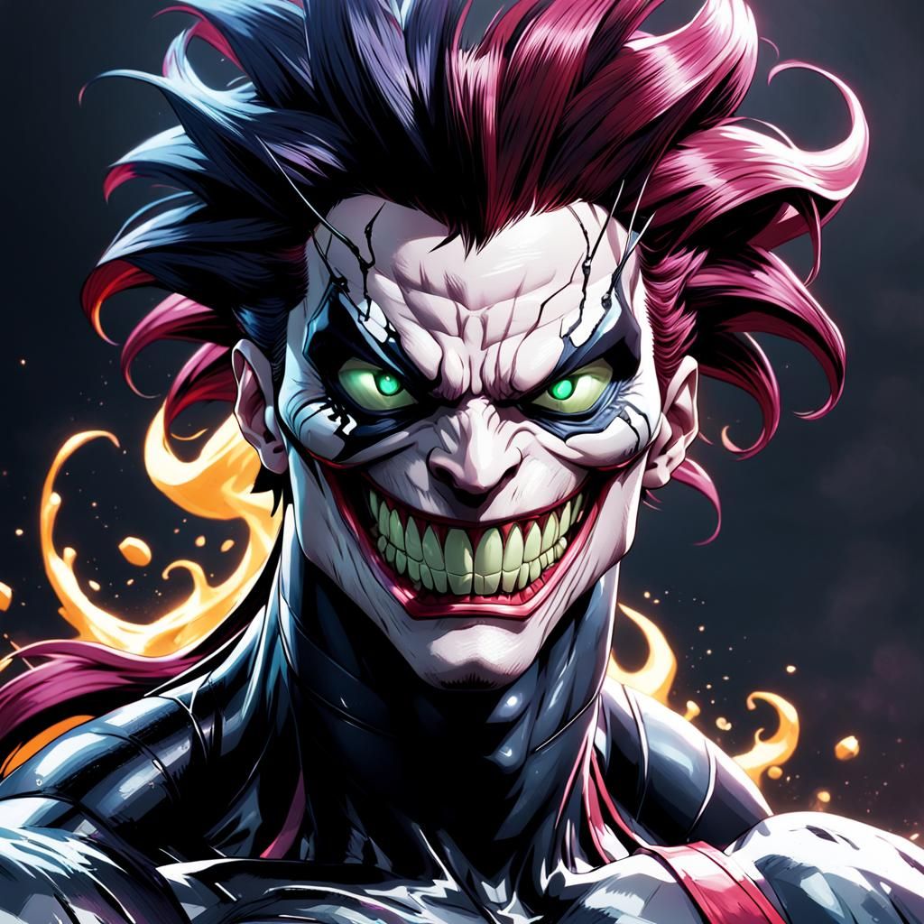 Venom Hisoka Fusion Portrait in Hyperdetailed Style
