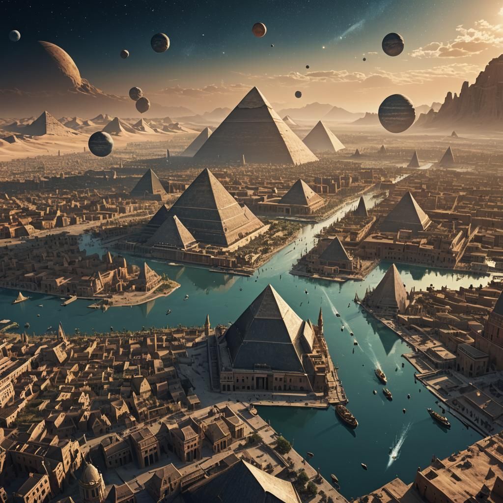 Pyramids of Mars Beside Grand Canal: Matte Painting