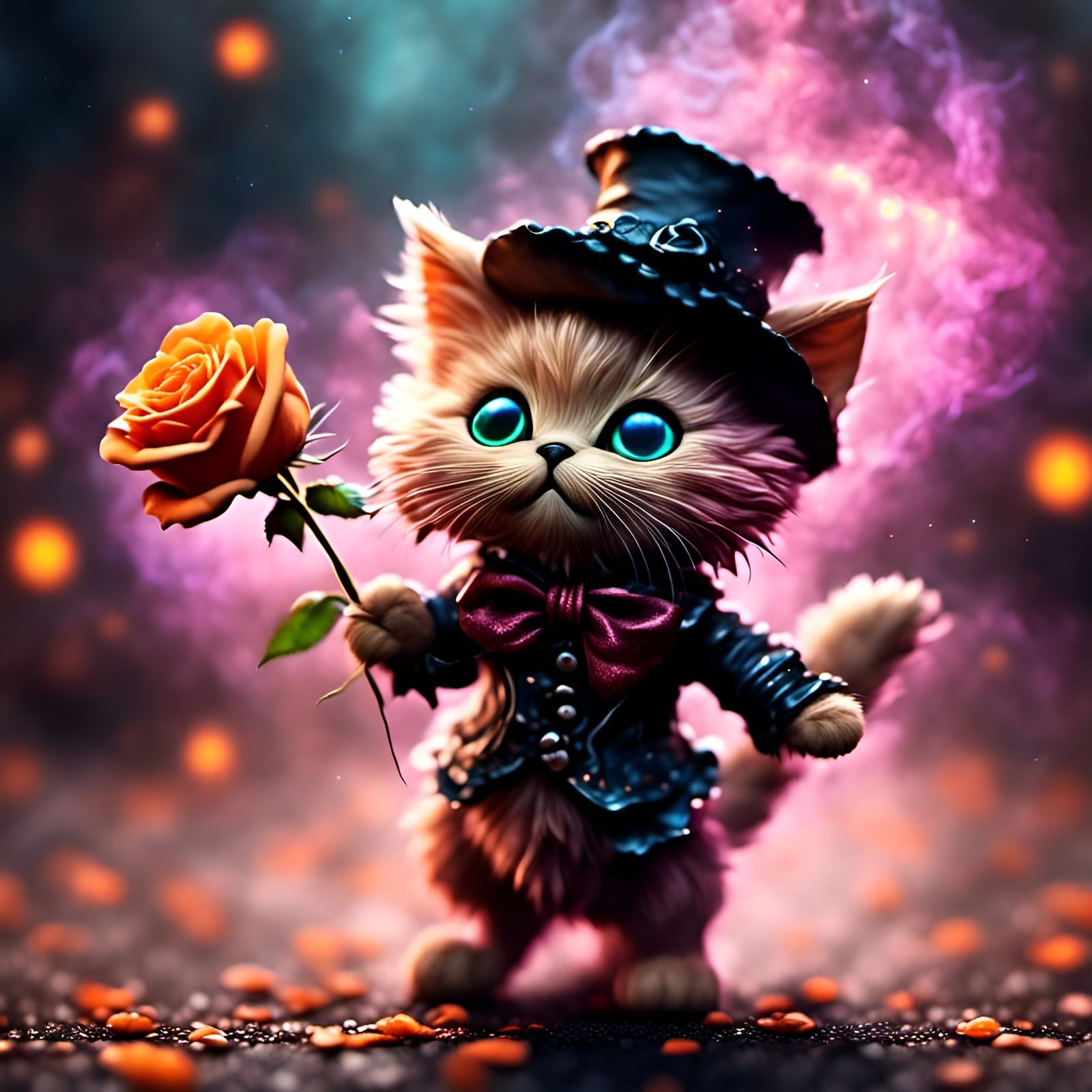 Scarecrow Kitten and Eldritch Monster in Halloween Town