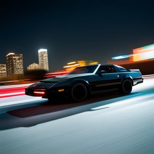Knight Rider Car in Motion at Night