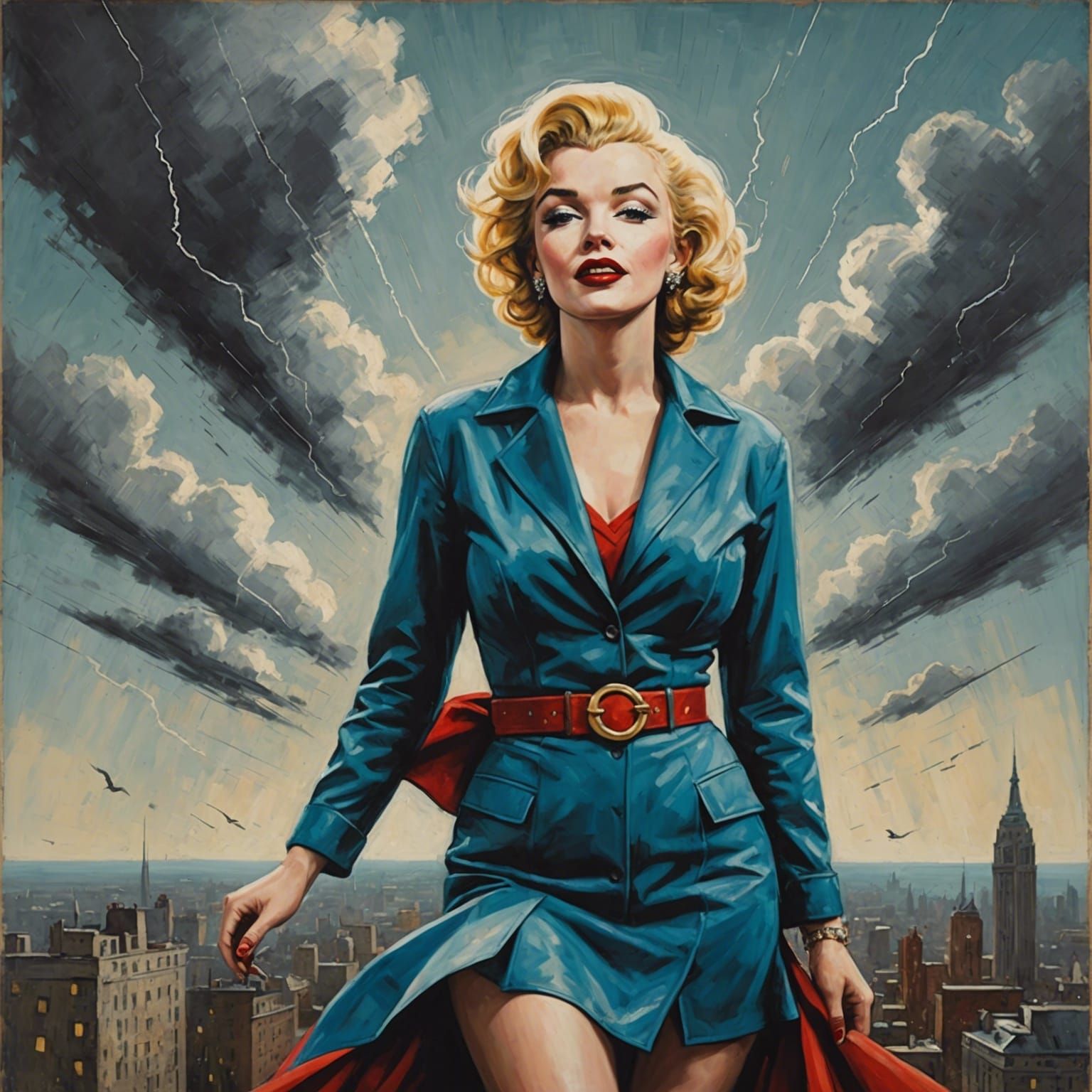 Glamorous Superheroine in Chaotic Weather