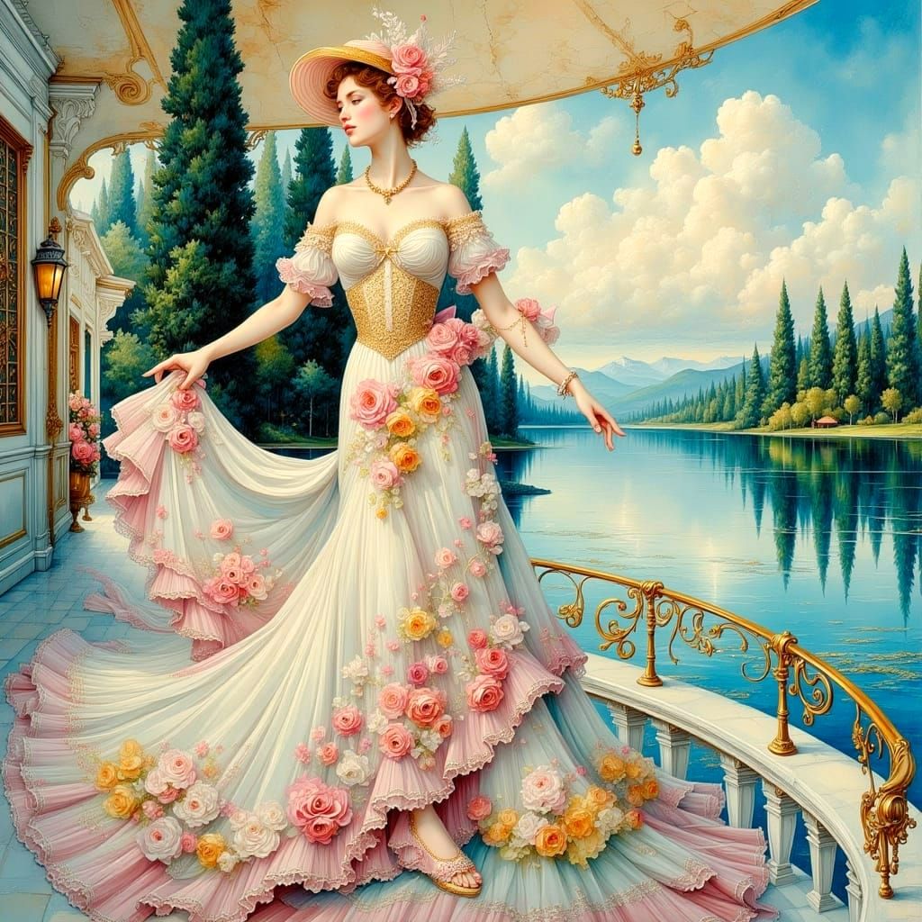 Showboat on the River at Twilight: Impasto Painting