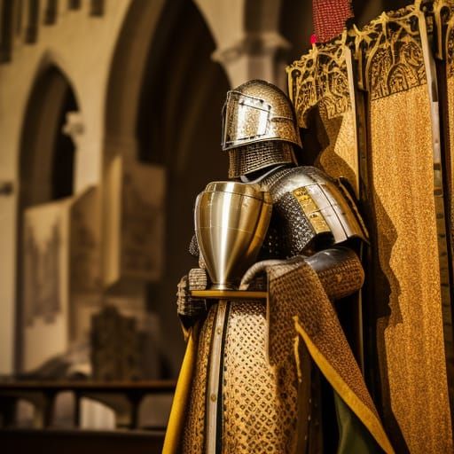 Sir Galahad Statue Holding Holy Grail