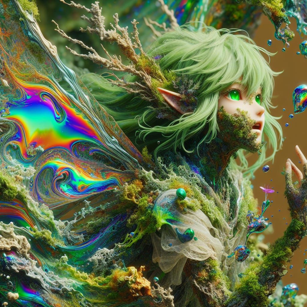 Anime Fairy with Oiled Wings: Fantasy Concept Art