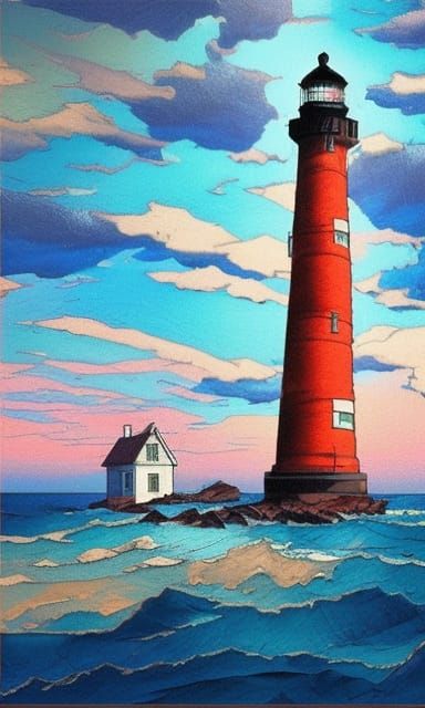 Stormy Lighthouses in Digital Pen and Ink