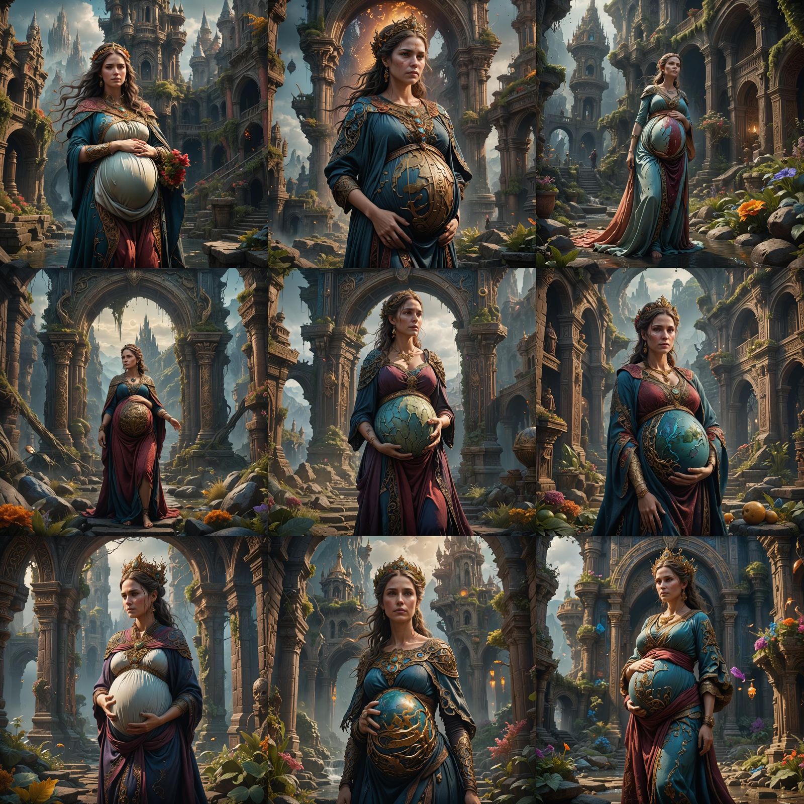 Detailed Matte Painting of a Pregnant Woman