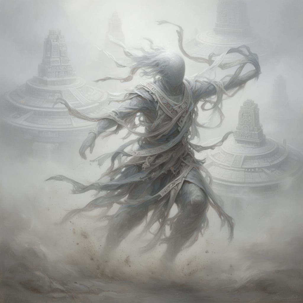 Ethereal Wind God Form in Perpetual Motion