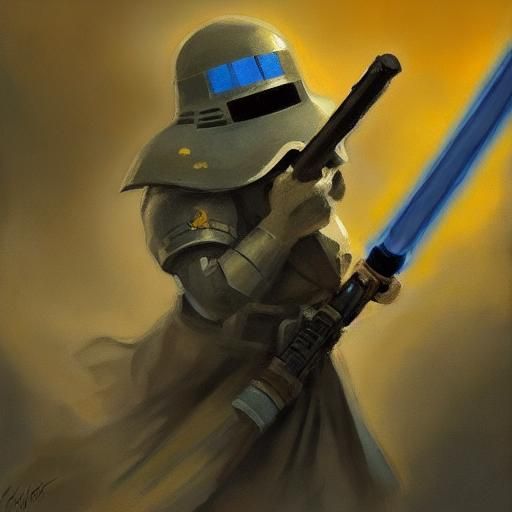 Jedi Mouse on D-Day in Expressionist Style