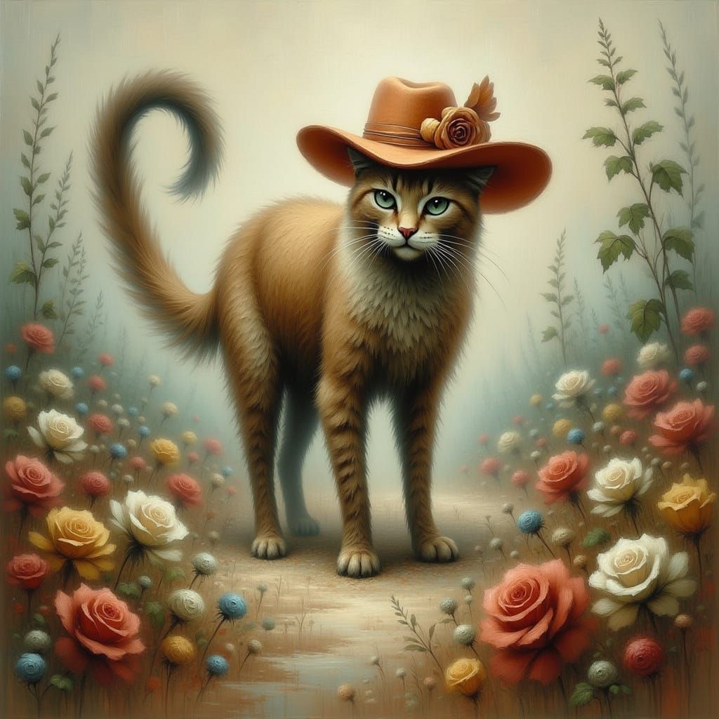 Elegant Cat in Kentucky Derby Hat as Surreal Art