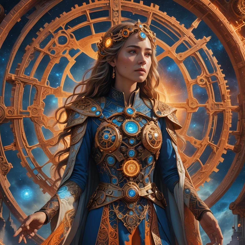 Mystical Woman Before Celestial Portal, Fantasy Concept Art