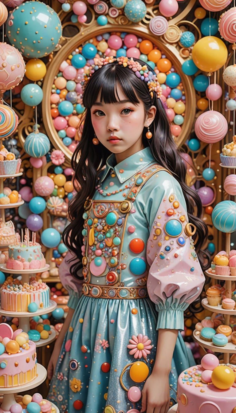 Pastel Paradise of Kawaii Delights in Art Nouveau Style