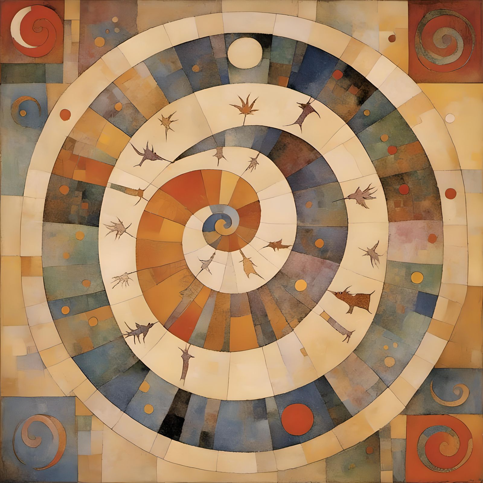 Buddha Footprints with Spiral Symbol