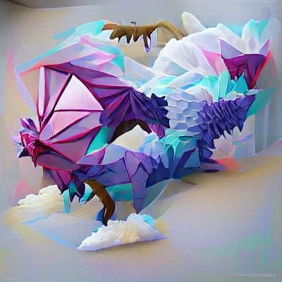 Low Poly Crystal Dragon Digital Art