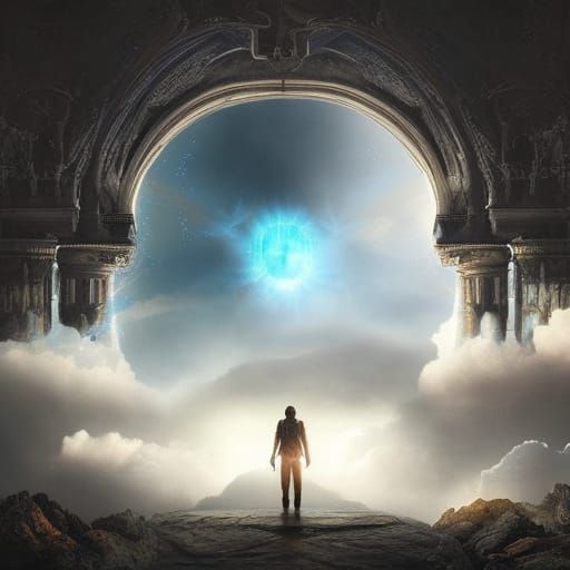 Magic Portal Emerges in Cloudy Sky