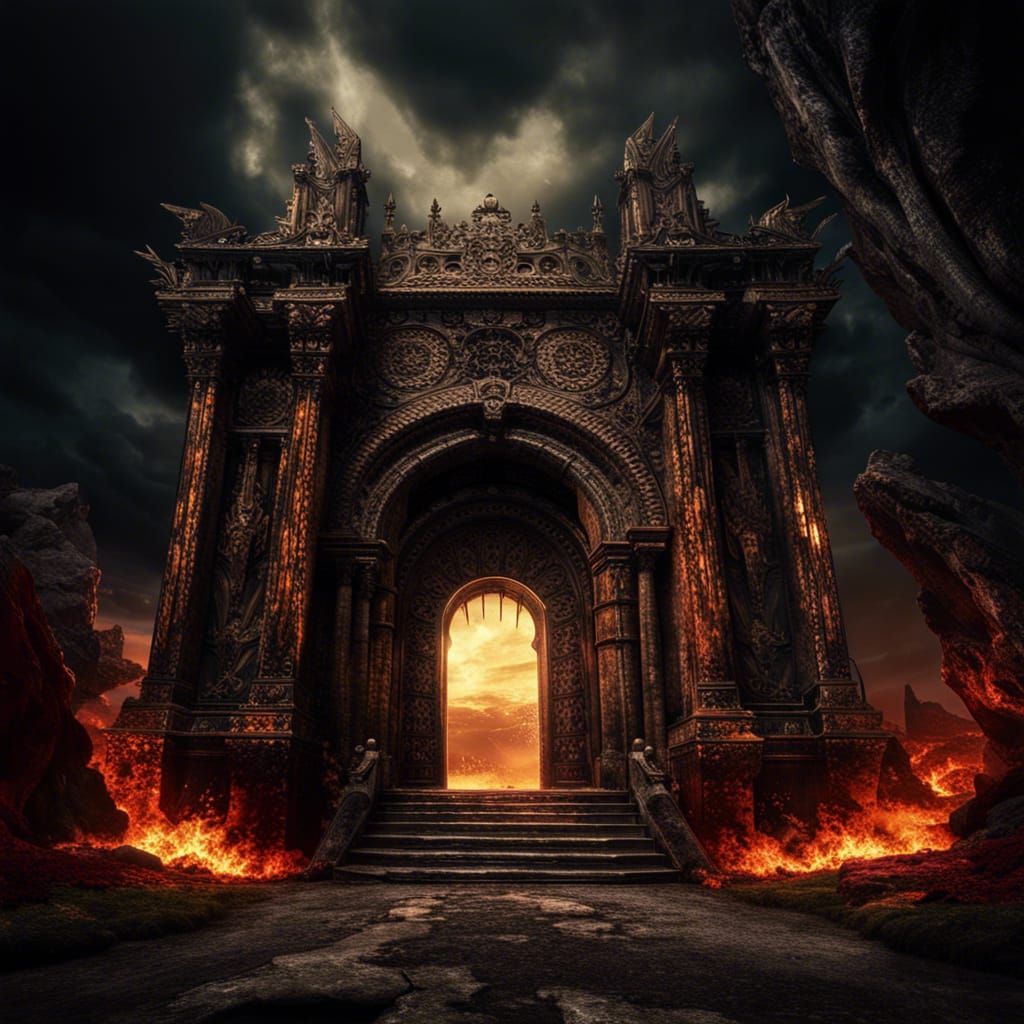 Hyperrealistic Gates of Hell with Intricate Details