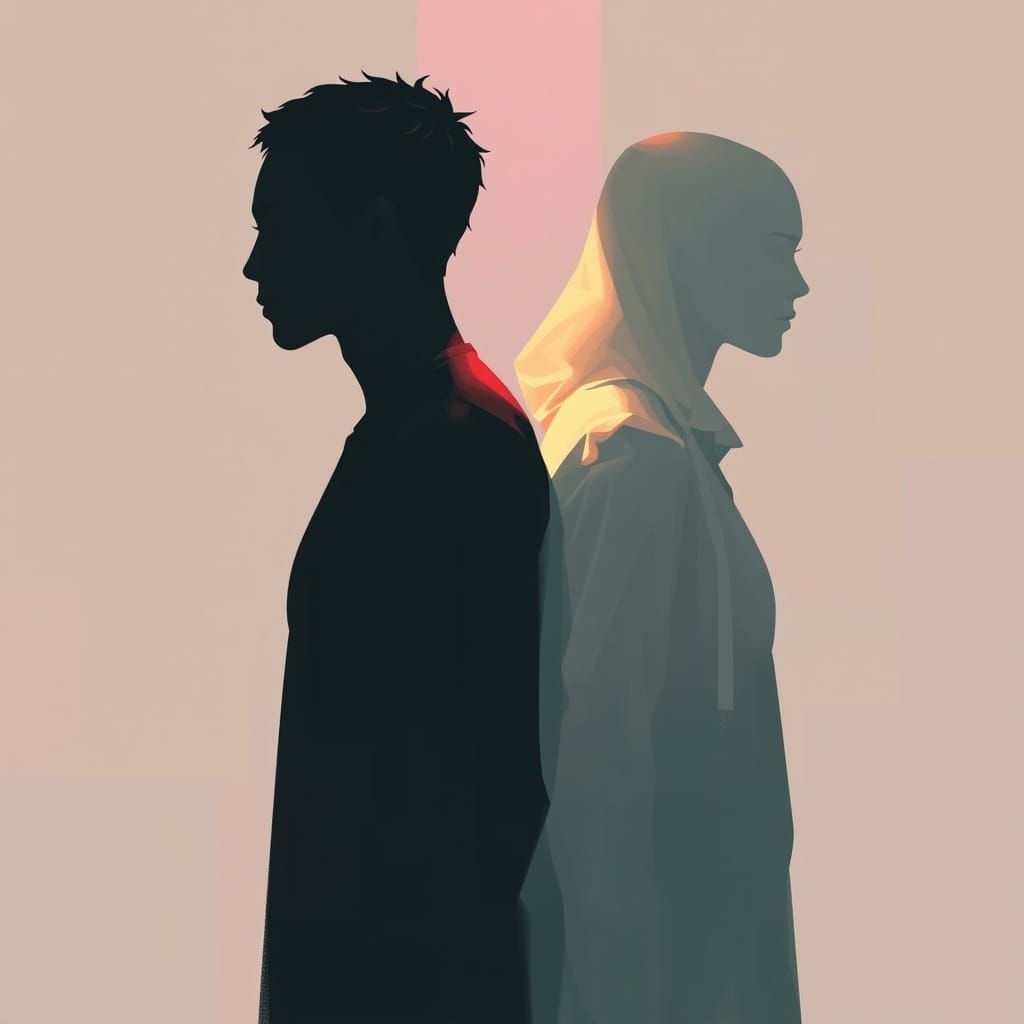 Harmonious Contrast: Stylized Figures in Digital Painting