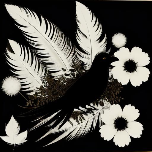 Photogram of a Black Bird in Man Ray Style