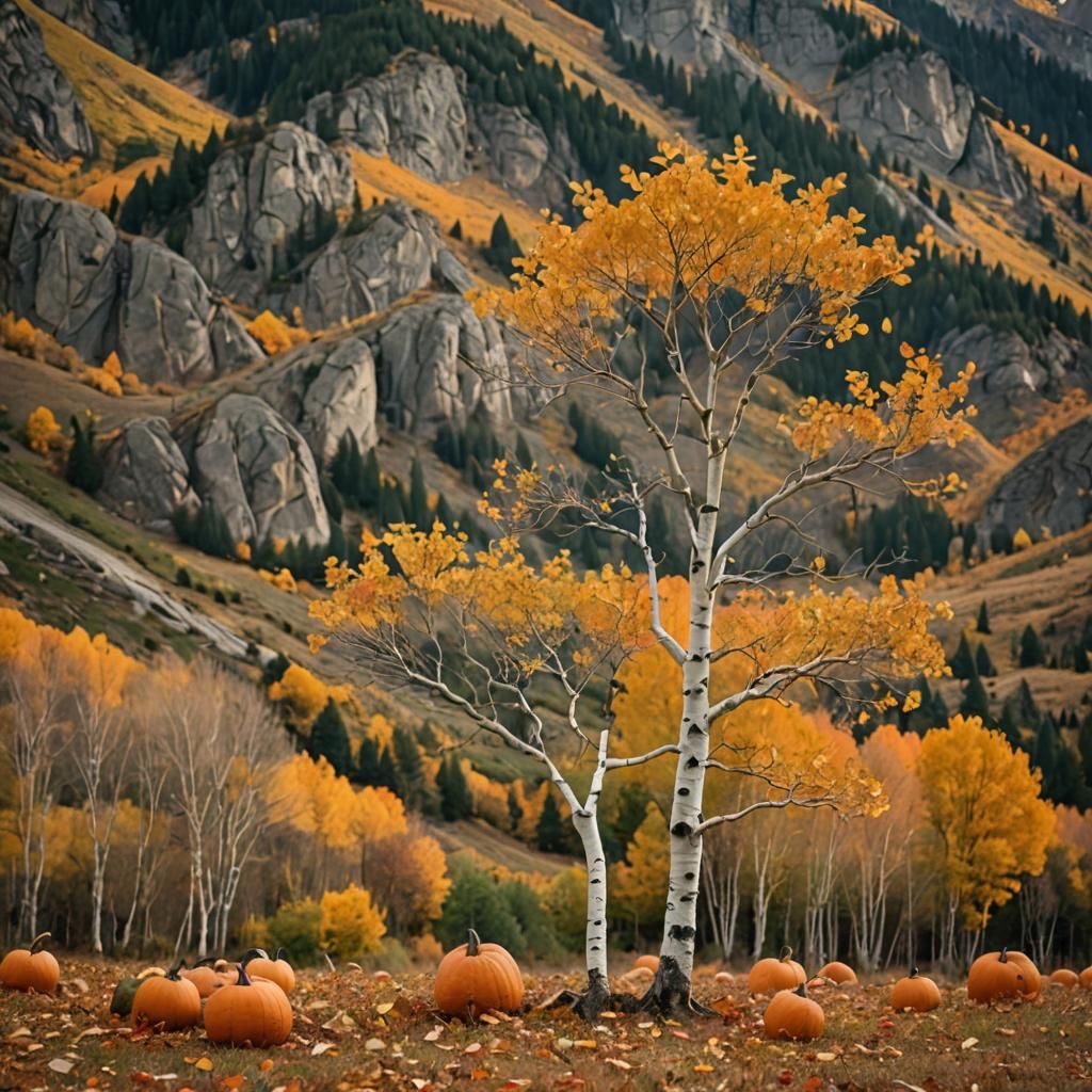 Vibrant Autumn Landscape Photography with Golden Aspen Tree