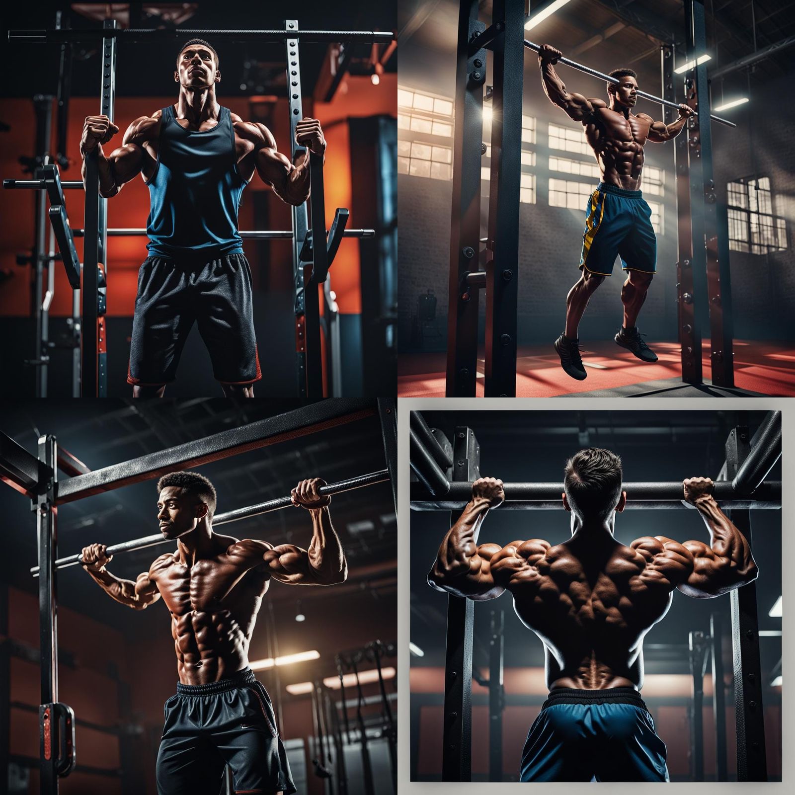 Hyperrealistic Calisthenics Athlete Doing Pull-Ups