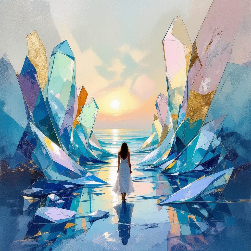 Abstract Seascape with Crystalline Waves