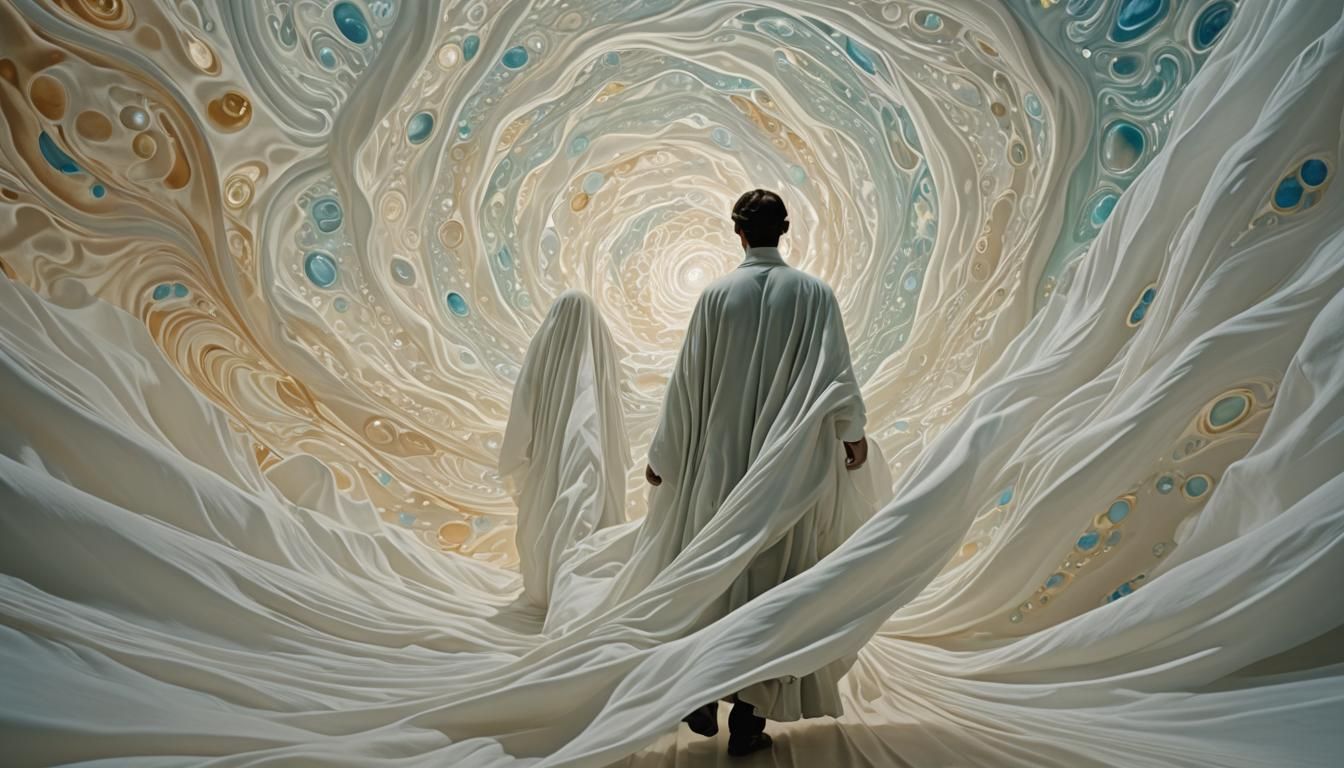 Man Walks Under Iridescent Blanket of Life