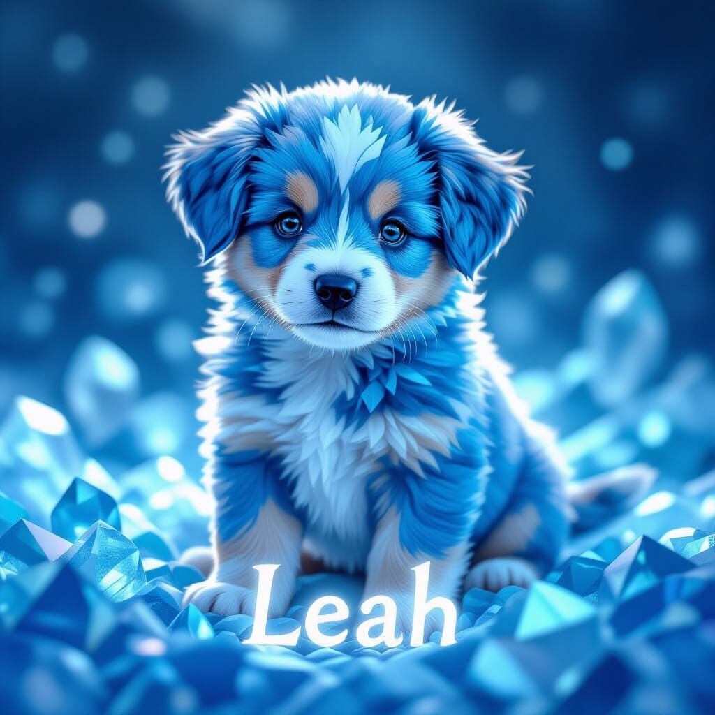 Crystal Puppy "Leah" Glowing White in Ethereal Landscape