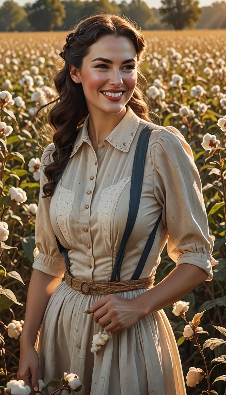 Cotton Harvest: Hyperrealistic Americana Concept Art