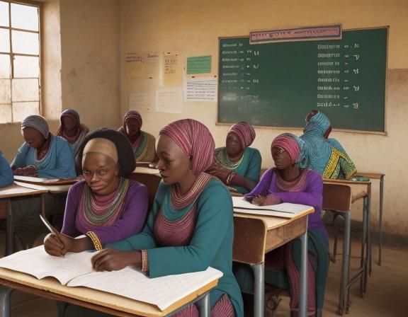 Mature African Women Learning Literacy in Classroom
