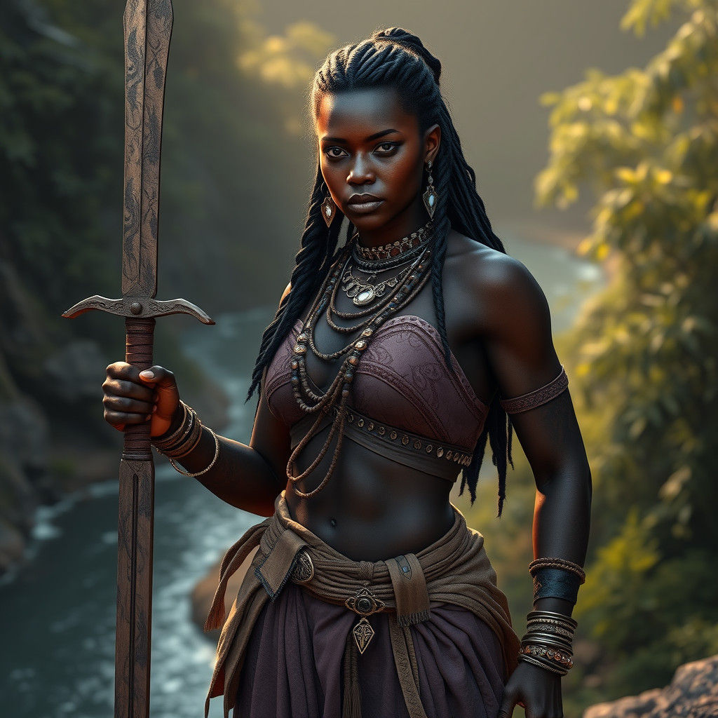 Obá: Powerful Orixá Warrior by the River