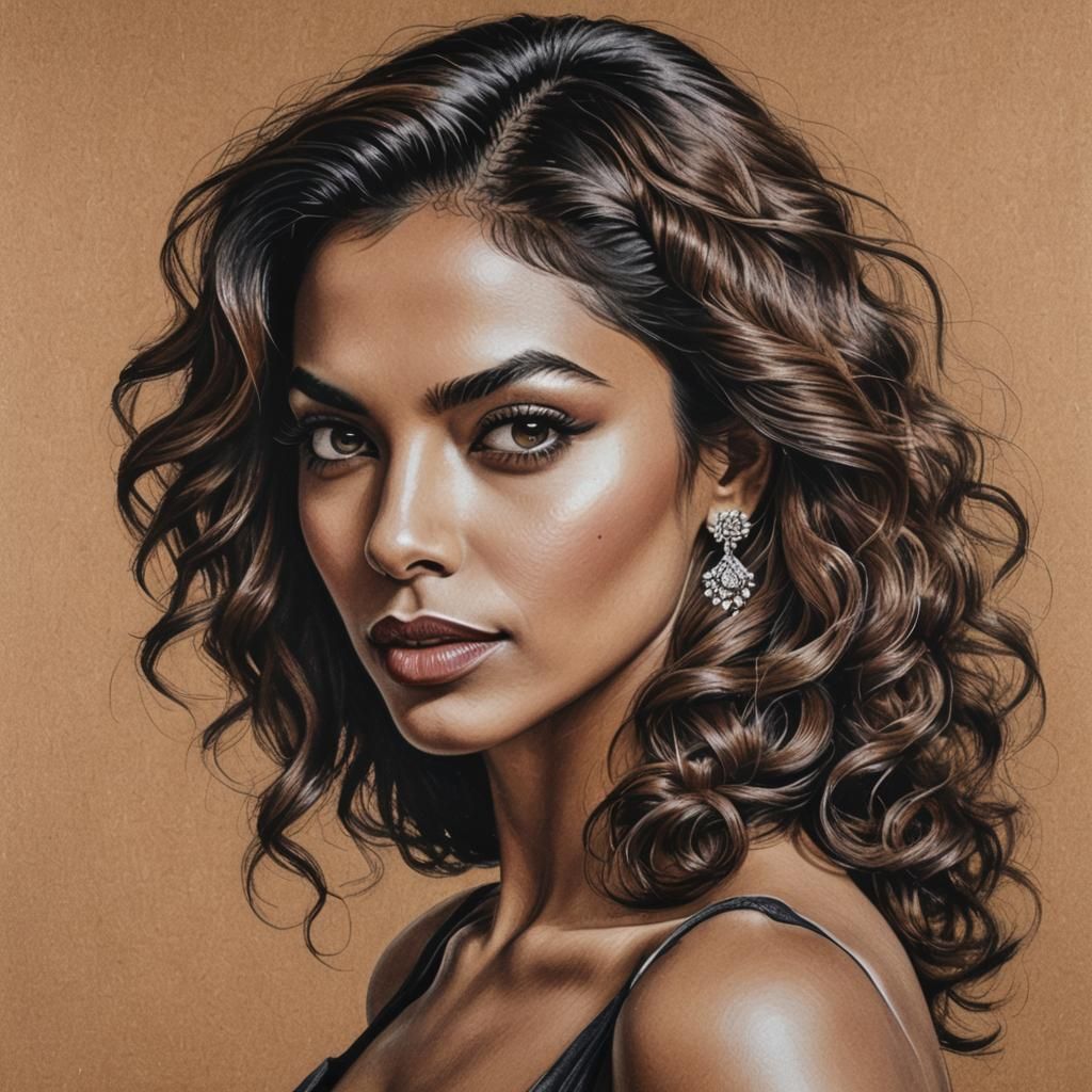 Crayon Portrait of a Beautiful Model