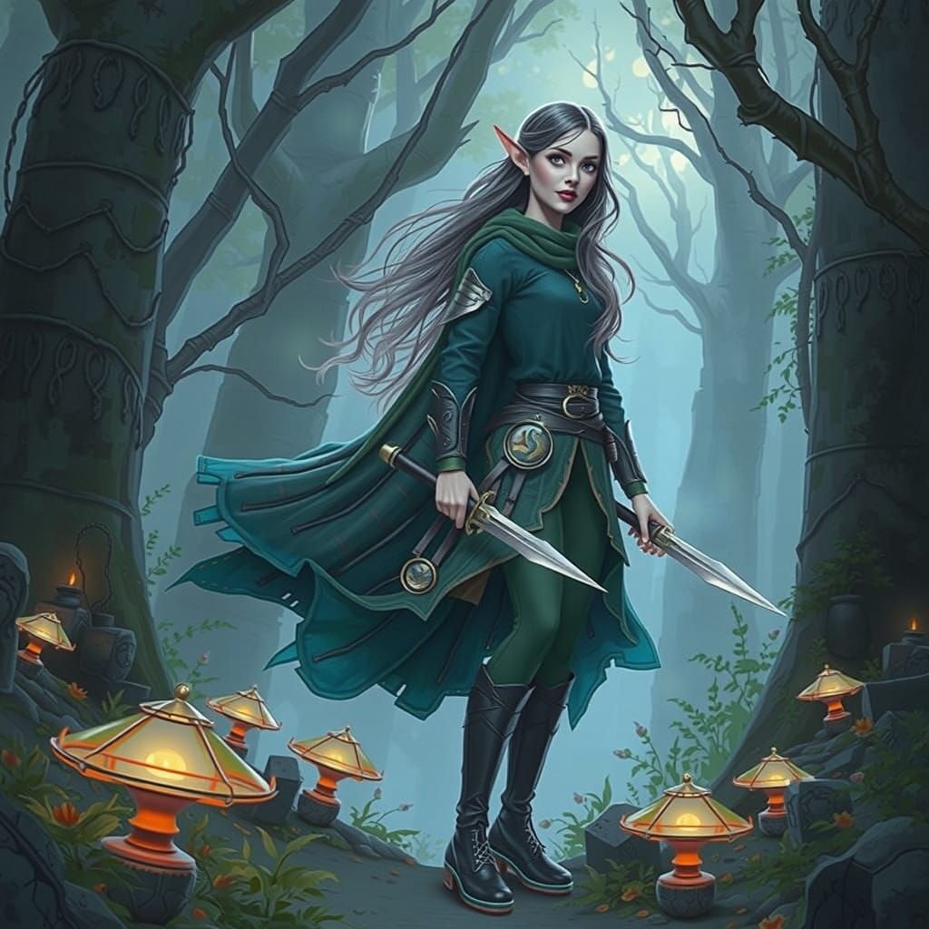 Moon-Elf Huntress in Golden Light