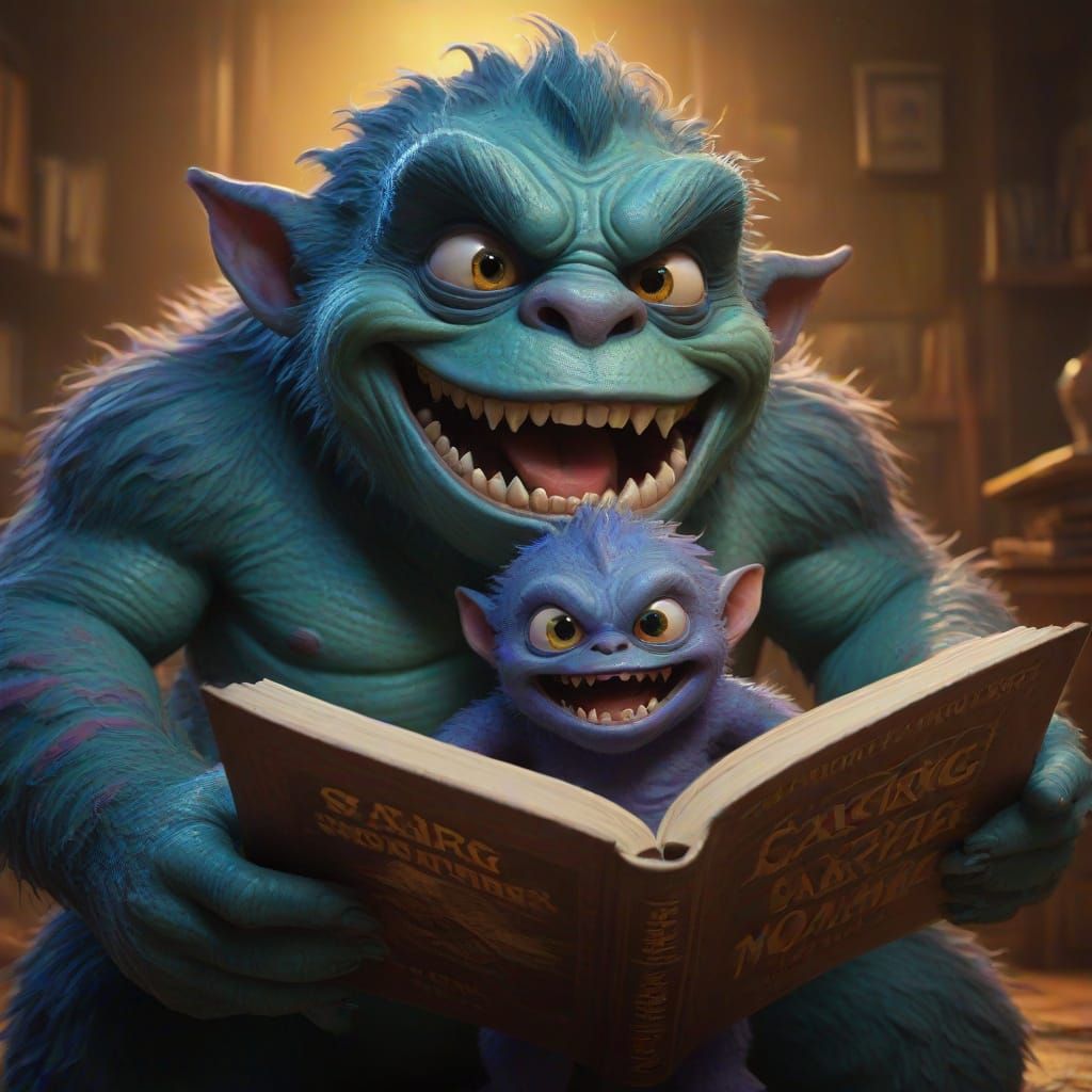 Monster Family Portrait: Baby Monster with Book
