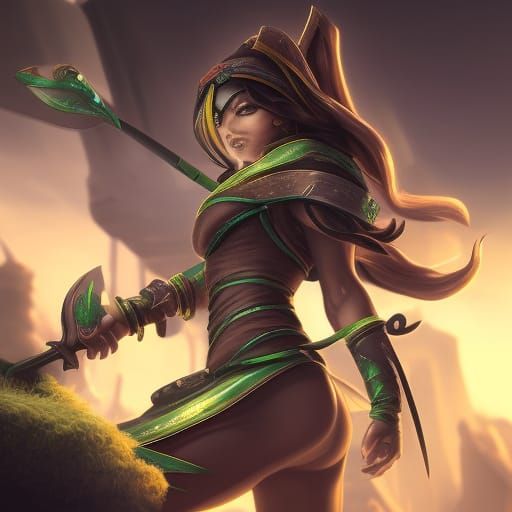 Detailed Matte Painting of Akali in Fantasy Art Style
