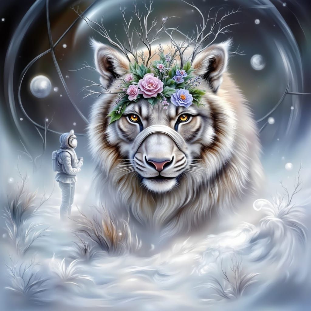 Moon Gardeners in Futuristic Spacesuits