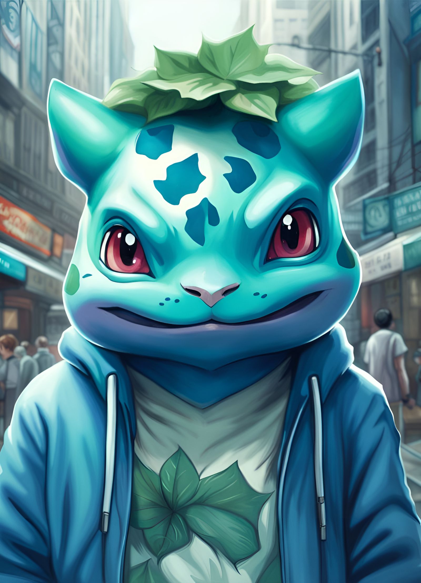 Bulbasaur in Tokyo Streetwear: Art Nouveau Portrait
