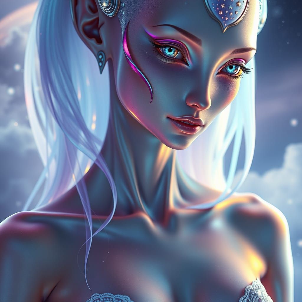 Ethereal Alien Woman with Bioluminescent Tendrils