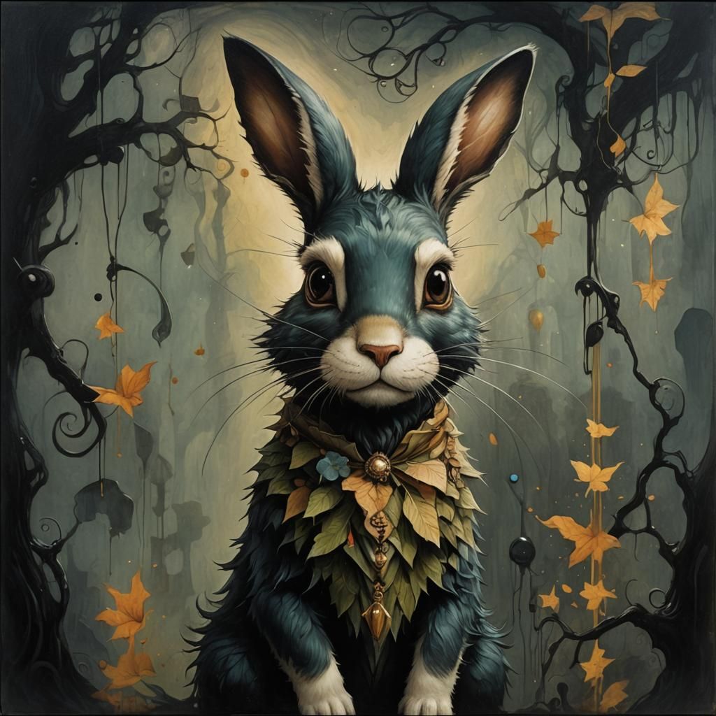 Bunny Portrait in Benjamin Lacombe Style