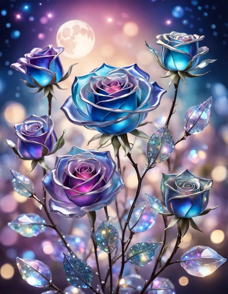 Crystal roses under the full moon