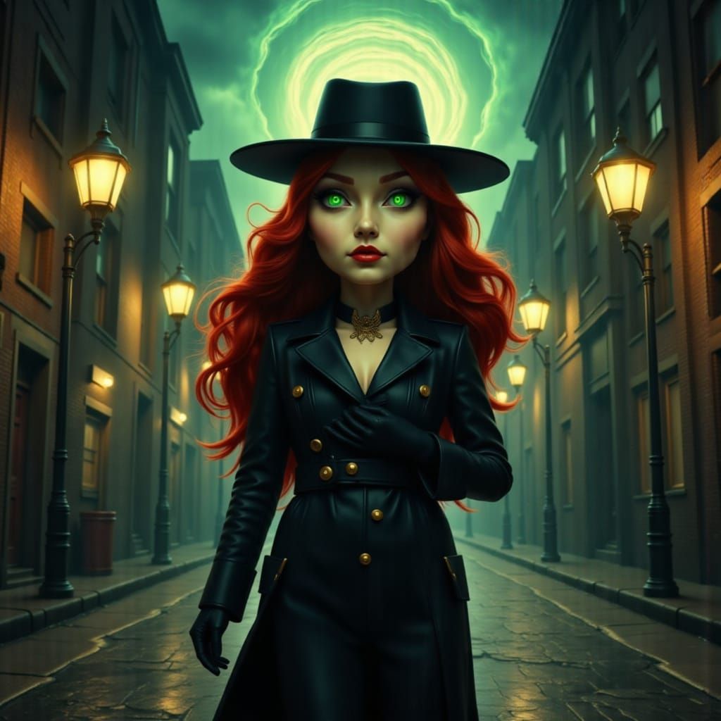 Anthropomorphic Egg Woman in Neo-Noir Style