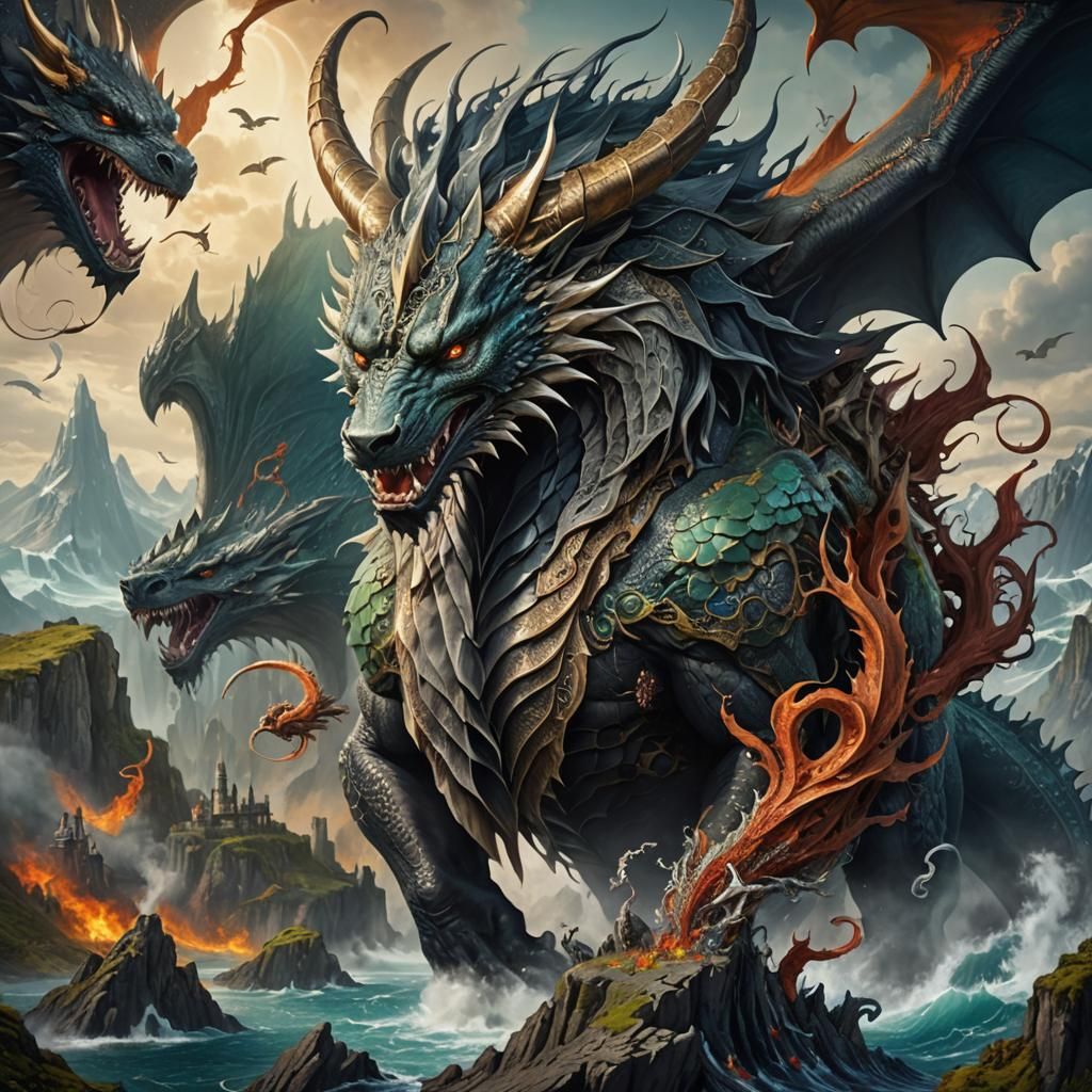 Fantastic Hybrid Creature on a Gigantic Landscape